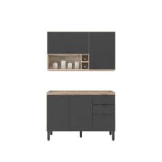 Cozinha Modulada Composição 11 Firenze 2 Peças Avena/Grafito - Demóbil