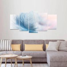 Quadro Mosaico 130x63 Pena Azul Arte Abstrata decorativo