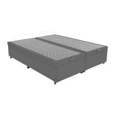 Base Box Baú King Bipartido Sp Móveis Suede Preto