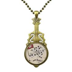 DIYthinker Hong Kong Colar de visita estilo chinês, pingente de música de guitarra antiga