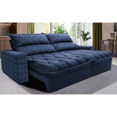 Sofá Retrátil e Reclinável 2,35m Molas Ensacadas Cama inBox Elegance. com ThermoGel Velusoft