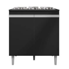 Balcão de Cozinha para Cooktop com Tampo Preto Madrid Preto - Montanaris Decor