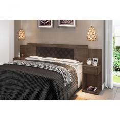 Cabeceira Box Bruna Chocolate Com Capitonê Marrom