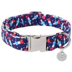 Coleira patriótica para cães, 4 de julho, coleira de cachorro com bandeira americana para filhotes, com fivela de metal, G