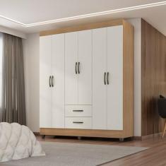 Guarda-Roupa Casal 6 Portas 2 Gavetas Lite Nature/Off White
