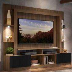 Rack Estante c/ Suporte TV 65" e Leds Berlim Multimóveis Madeirado/Pre