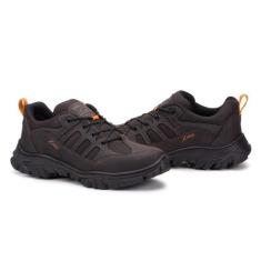 Tênis Adventure Cano Curto Sola Tratorada Leve Masculino Couro Moda Es