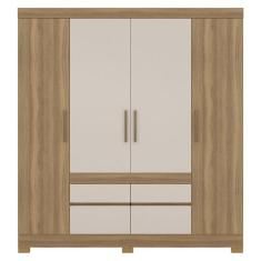 Guarda Roupa Casal 4 Portas 64110 Amendola Off White Demobile - Demóbi