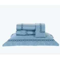 Jogo De Lençol Queen Dakar 4Pçs Bordado 400 Fios 100% Algodão Egípcio 