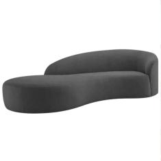 Divã Recamier Orgânico França 180cm Lado Esquerdo Linho Cinza Escuro - Amarena Moveis