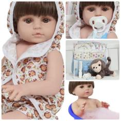 Boneco Reborn Masculino Roupão Macaquinho Kit 16 Itens - Cegonha Rebor