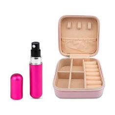 Kit Viagem Mini Porta Joias Rosa + Porta Perfumes Spray 5Ml - Arte Sed