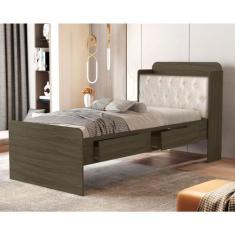 Cama Solteiro com Baú 2 Gavetas Tamires - VJ Móveis