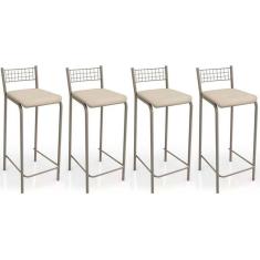 Kit 4 Banqueta de Cozinha Gênova B705 4 Un Niquel/Nude 16 - Kappesberg