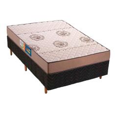 Cama Box Solteiro: Colchão Espuma Polar D45 Pérola Fort Black + Base crc Rústico Black(88x188)