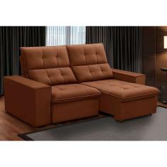 Sofá 3 Lugares Retrátil e Reclinável Palermo Veludo Terracota