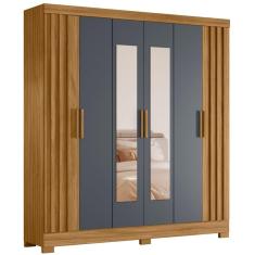 Guarda Roupa Casal Valença Com Espelho 6 Portas Freijó Cinza Moval