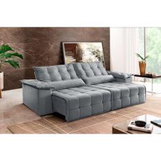 Sofá Retrátil E Reclinável Zeus 2,30m 04 Lugares Txr Prata