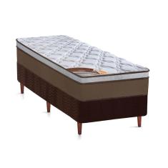 Cama Box Solteiro: Colchão Molas Castor Pocket Revolution + Base Crc Suede Brown(88x188)