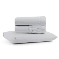 Jogo De Lençol Luiza Solteiro 3 Pçs Percal 100% Algodão 180 Fios Ponto Palito - Cinza