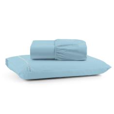 Jogo De Lençol Luiza Solteiro 2 Pçs Percal 100% Algodão 180 Fios Ponto Palito - Azul