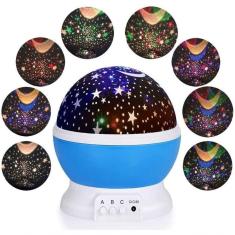 Luminaria Abajur Rotativa Festa Criança Neon Quarto Projetor Luz Ceu Estrelas Azul