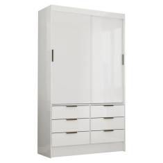 Guarda Roupa Roupeiro Sevilha 2 Portas De Correr 6 Gavetas Carioca Branco