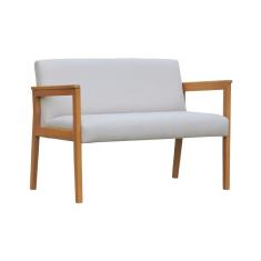 Sofá 2 Lugares-namoradeira Veneza Madeira Maciça Assento E Encosto Estofado - Natural Linho Bege