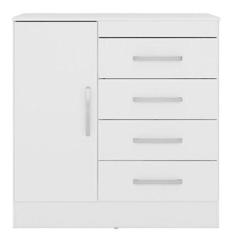 Cômoda Montevideu Branco Rosa Flex - Demóbile, Branco e Rosa