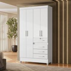 Guarda-Roupa Solteiro 4 Portas 4 Gavetas e 1 com Chave e Pés Sobral - 