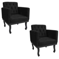 Kit 02 Poltronas Decorativas Classic Suede Preto - AM Decor, Preto