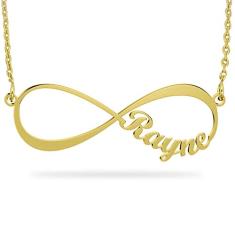 Colar infinito de prata esterlina personalizada com nomes Joia eterna banhada a ouro 18 K Dourado