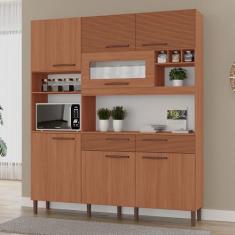 Armário de Cozinha Siena 100% MDF Tuboarte 7 Portas e 2 Gavetas, Freij