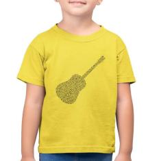 Camiseta Algodão Infantil Violão Notas Musicais - Foca na Moda, Amarel