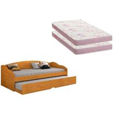 Colchão Solteiro Physical Ortobom (2un) + Sofá Cama Funny II c/ Auxili