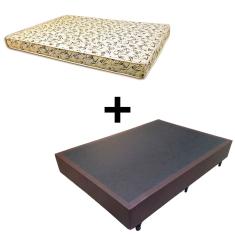 Cama Box Viúva - Tecido Sintético Marrom Com Colchão Austrália Bello Box - 100% Espuma D26 Amarelo 54x128x188