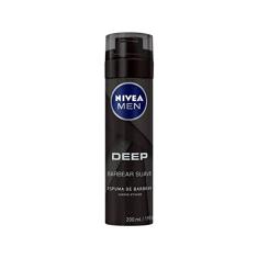 NIVEA MEN Espuma de Barbear Deep 200ml - Com carvão ativado em sua fórmula, promove um barbear suave e ainda deixa a sensação de frescor e limpeza por mais tempo