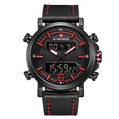 Relógio Masculino Naviforce NF9135 BRB Esportivo Elegante - Preto e Vermelho
