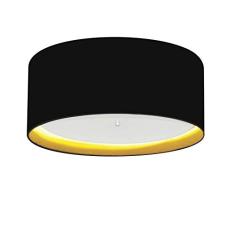 Plafon Cilíndrico Cúpula em Duplo Tecido 50x25 cm, Vivare Iluminação, Plafon3161 PR/AM, Preto/Amarelo, Médio