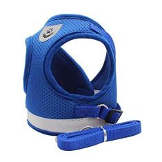 Peitoral ajustável respirável para animais de estimação com coleira, colete macio gatinho com design refletivo para caminhadas à prova de fuga, colete refletivo para cães/gatos com