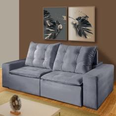 Sofá Larissa 3 Lugares Retrátil Reclinável 2.30m Suede Mundial Estofados