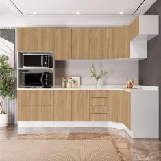 Cozinha Modulada 7 Peças com Tampo 3 Aéreos 3 Balcões e Torre Quente Ipanema Cabecasa Madeiramadeira Amadeirado