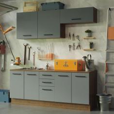 Kit com 2 Balcões e 2 Armários Aéreos Multiuso 200cm Rustic/Cinza Agata Madesa