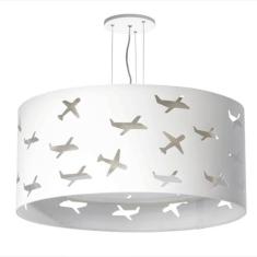 LUSTRE INFANTIL PENDENTE AVIÕES DUPLO - CINZA 40X16