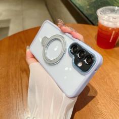 Luxo transparente suporte magnético caso para samsung galaxy a55 a35 a25 a15 a54 a34 a14 a05 a05s a13 a12 para capa, roxo, para a12