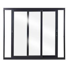 Janela de Aluminio de Correr 120x150cm 2 Folhas com Vidro Liso Natural
