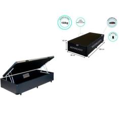 Cama Box Baú Solteiro 88x188 - Reforçada  - Jadmax, Sintético Preto