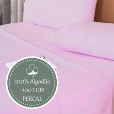 Kit Completo Roupa de Cama Queen Jogo de Cama Percal 200 Fios Algodão 