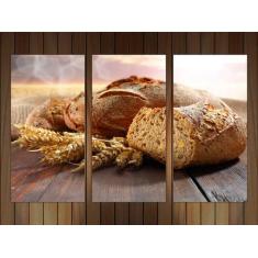 Quadro Decorativo Pães Tortas Padarias Cafeterias Gourmet Com 3 peças 