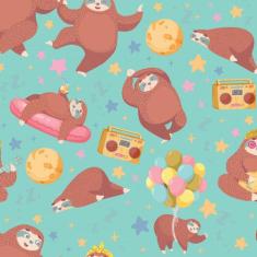 Papel de Parede Bicho Preguiça para Quarto Infantil 57x270cm - Quartin